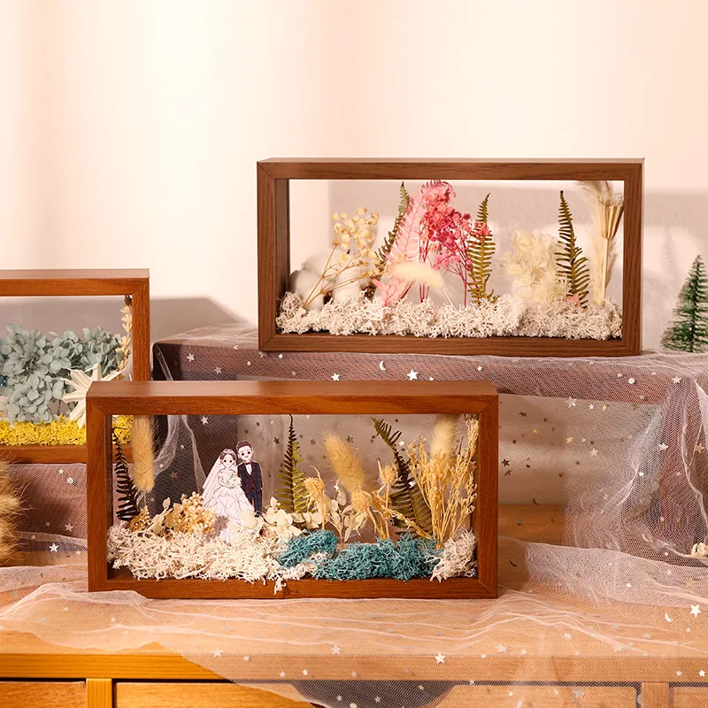 Double Sided Transparent Hollow Photo Frame Handmade DIY Dried Flower Preservation Stereoscopic Rectangular Frame Display Table